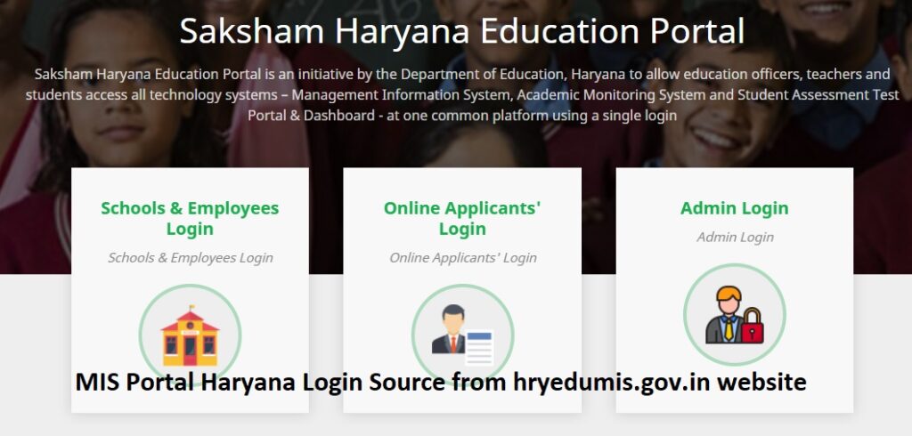 Mis Portal Haryana login source from hryedumis.gov.in website