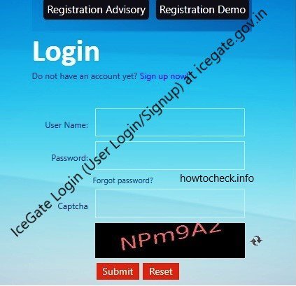 IceGate forgot password source from icegate.gov.in